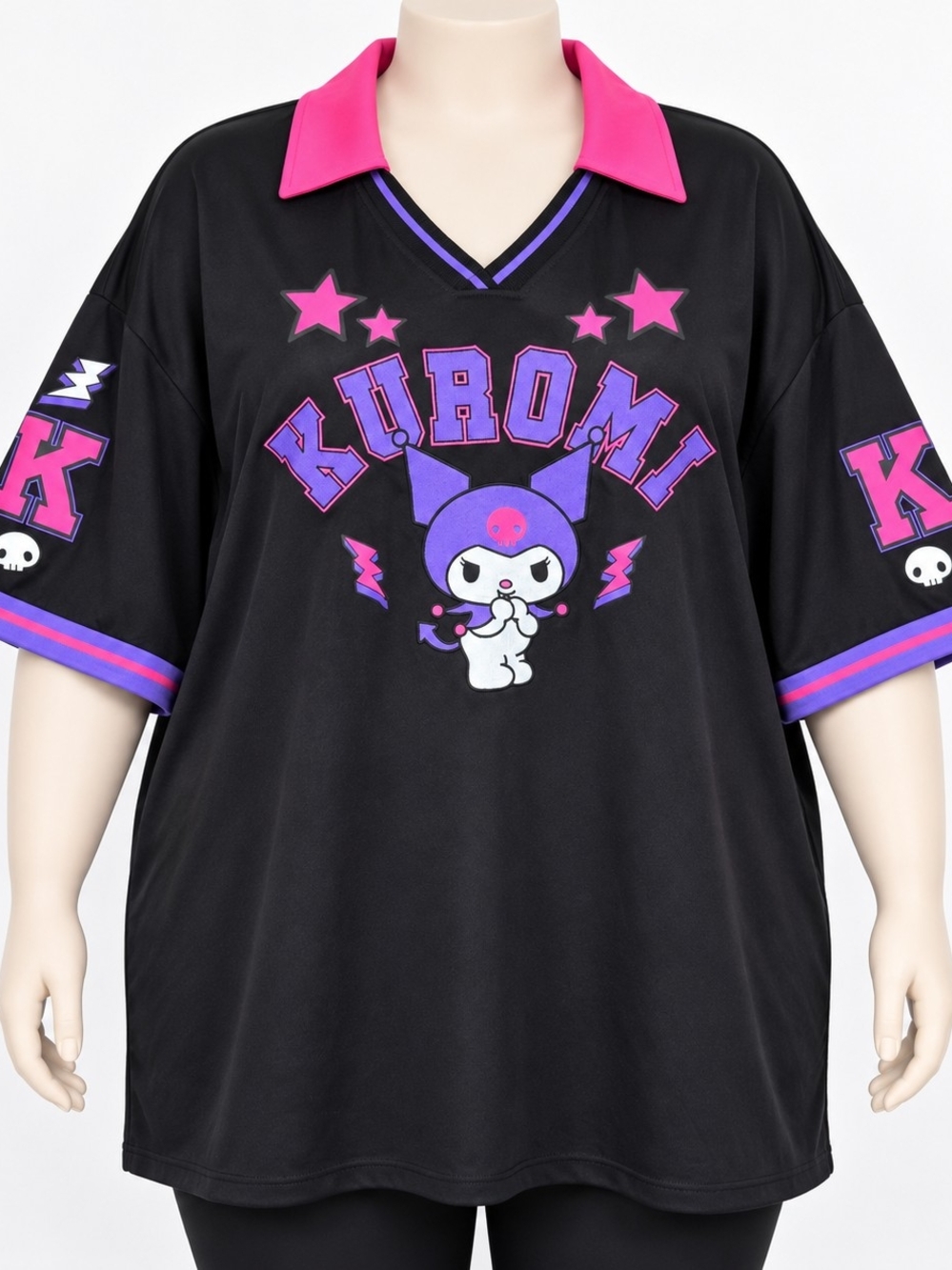 SANRIO KUROMI Collar Embroidered Women's Jersey Plus Size 5X